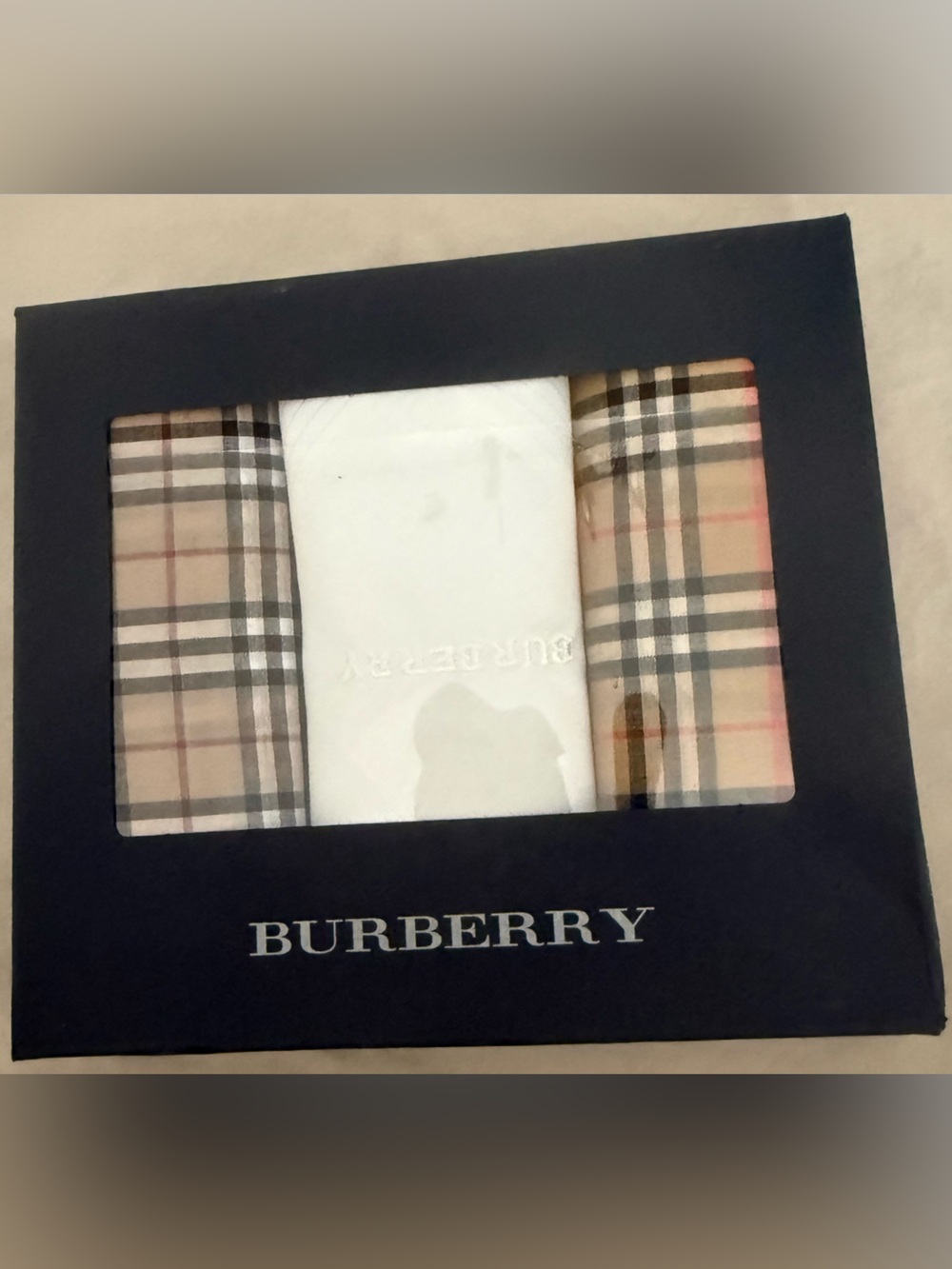 Burberry Beige/Black/White Classic Check Handkerchief Trio